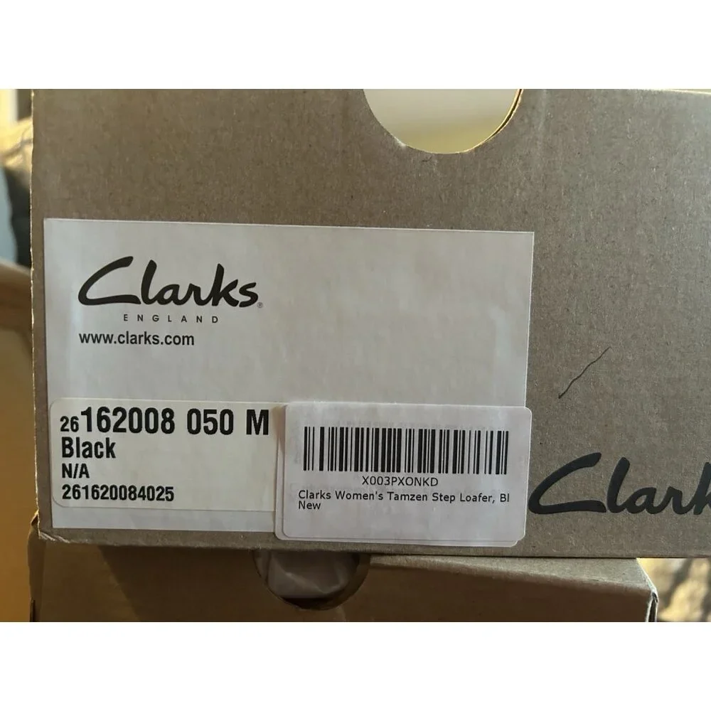 Clarks Womens Tamzen Step Black Leather Casual Comfort‎ Slip-On Shoes 6.5 M NEW